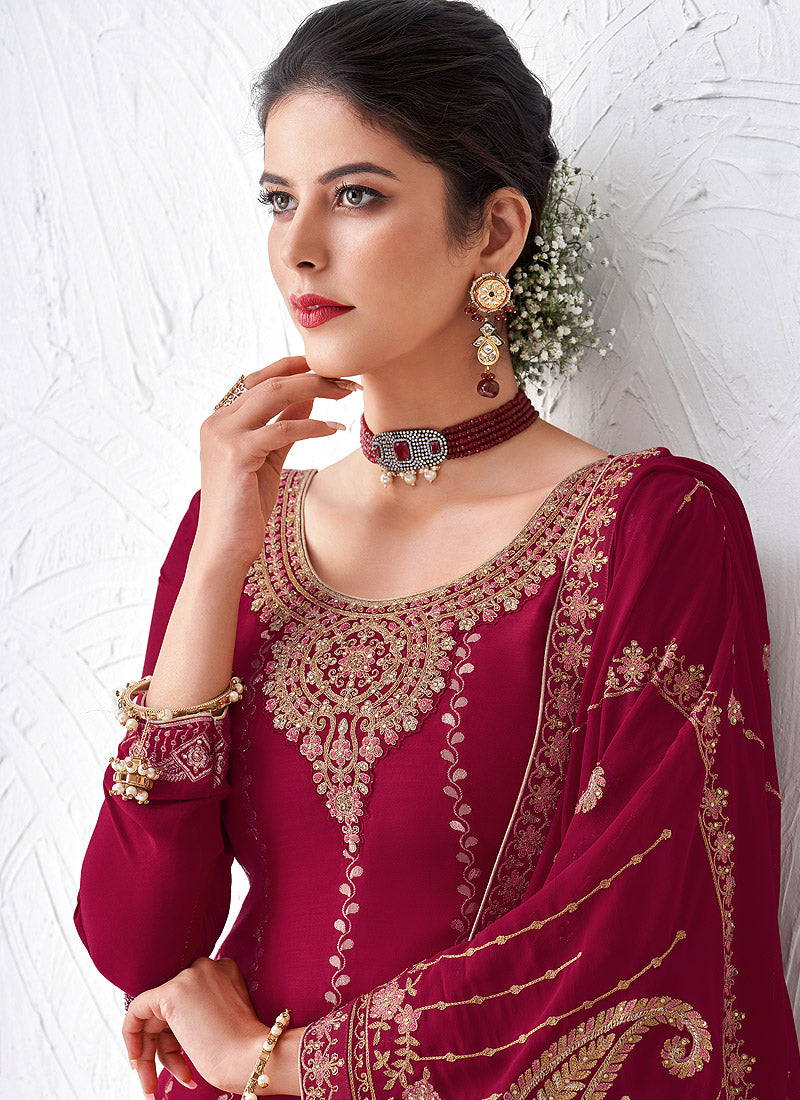 Royal Pink Palazzo Suit