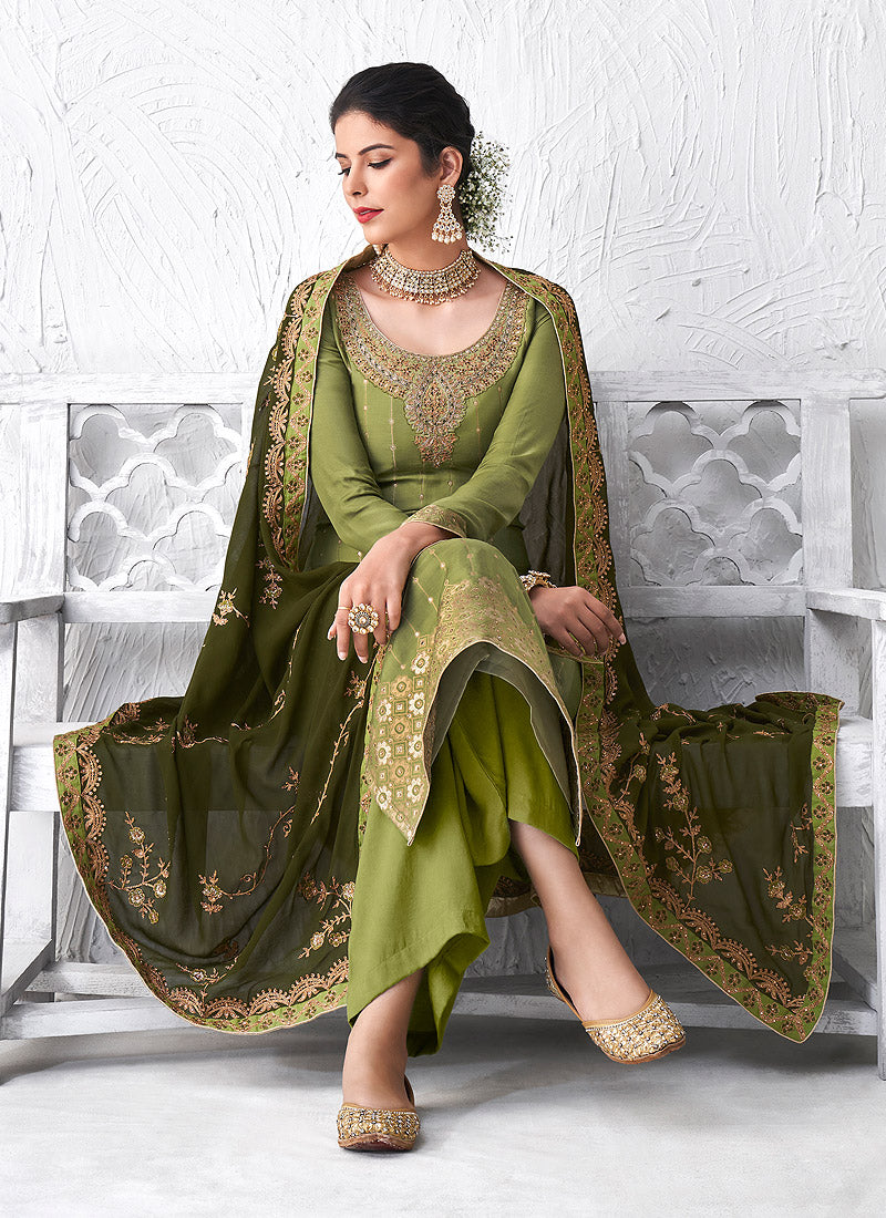 Olive Green Palazzo Suit In usa uk canada