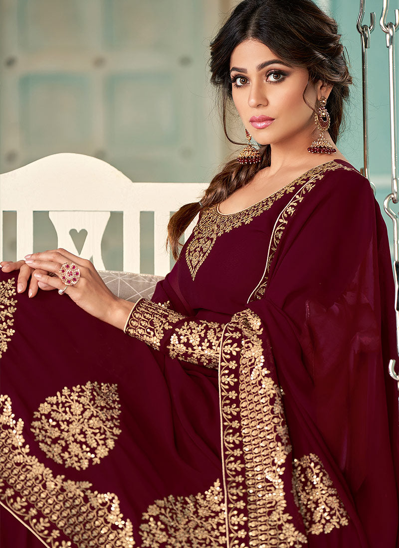 Maroon Anarkali Suit In usa