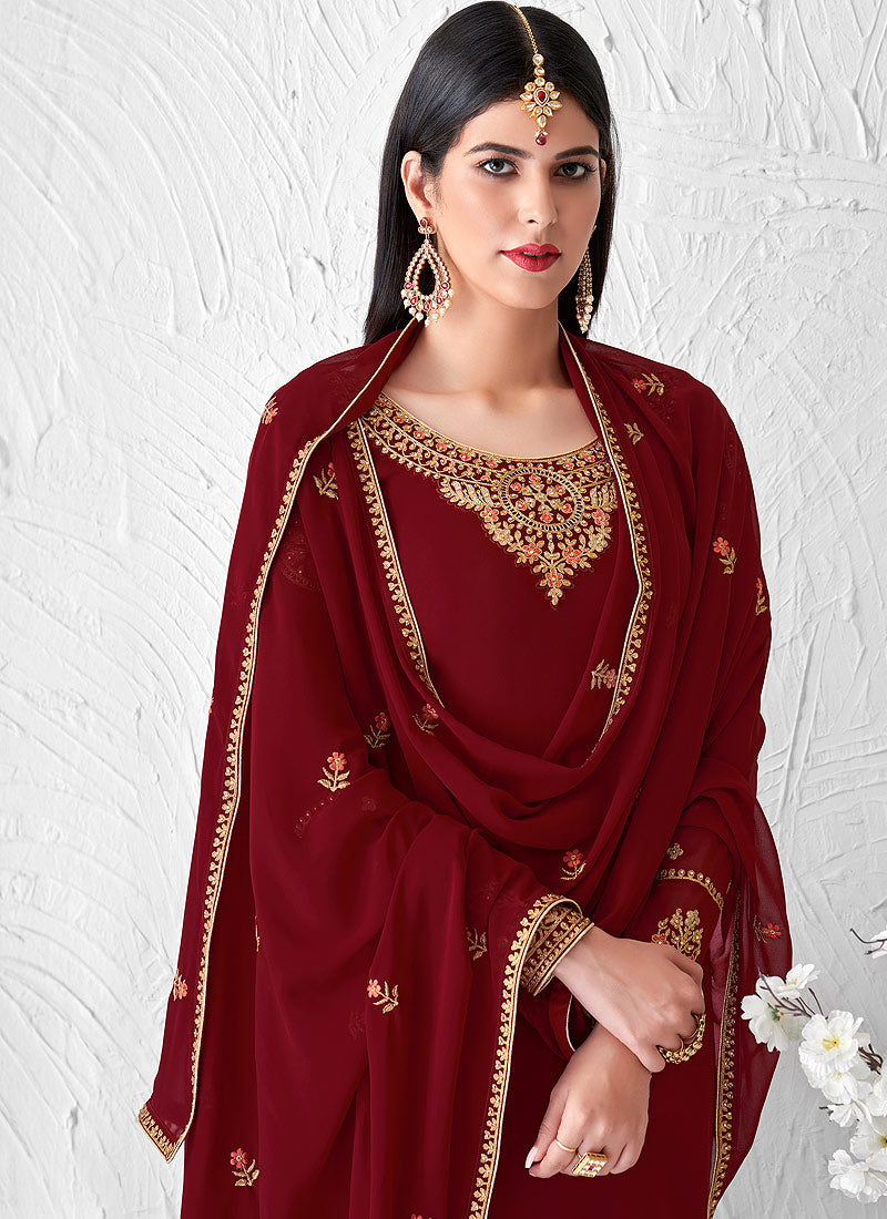 Maroon Palazzo Suit