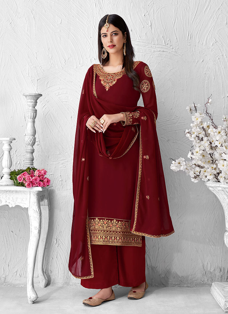 Maroon Palazzo Suit In usa uk canada