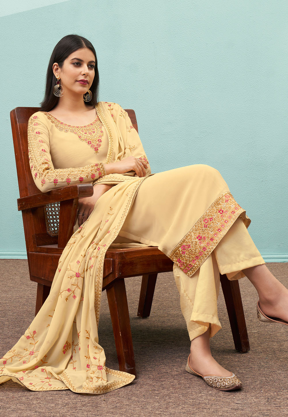 Cream Pakistani Pant Suit In usa uk canada