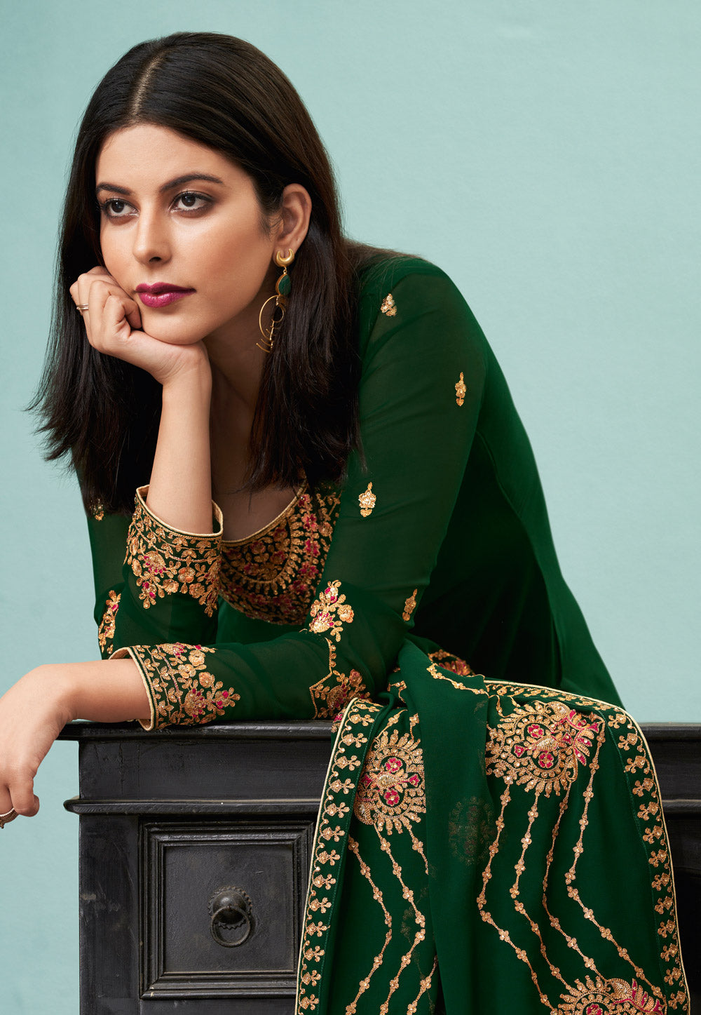 Green Pakistani Pant Suit In usa