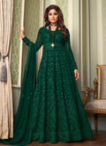Green Lucknowi Embroidered Anarkali Suit