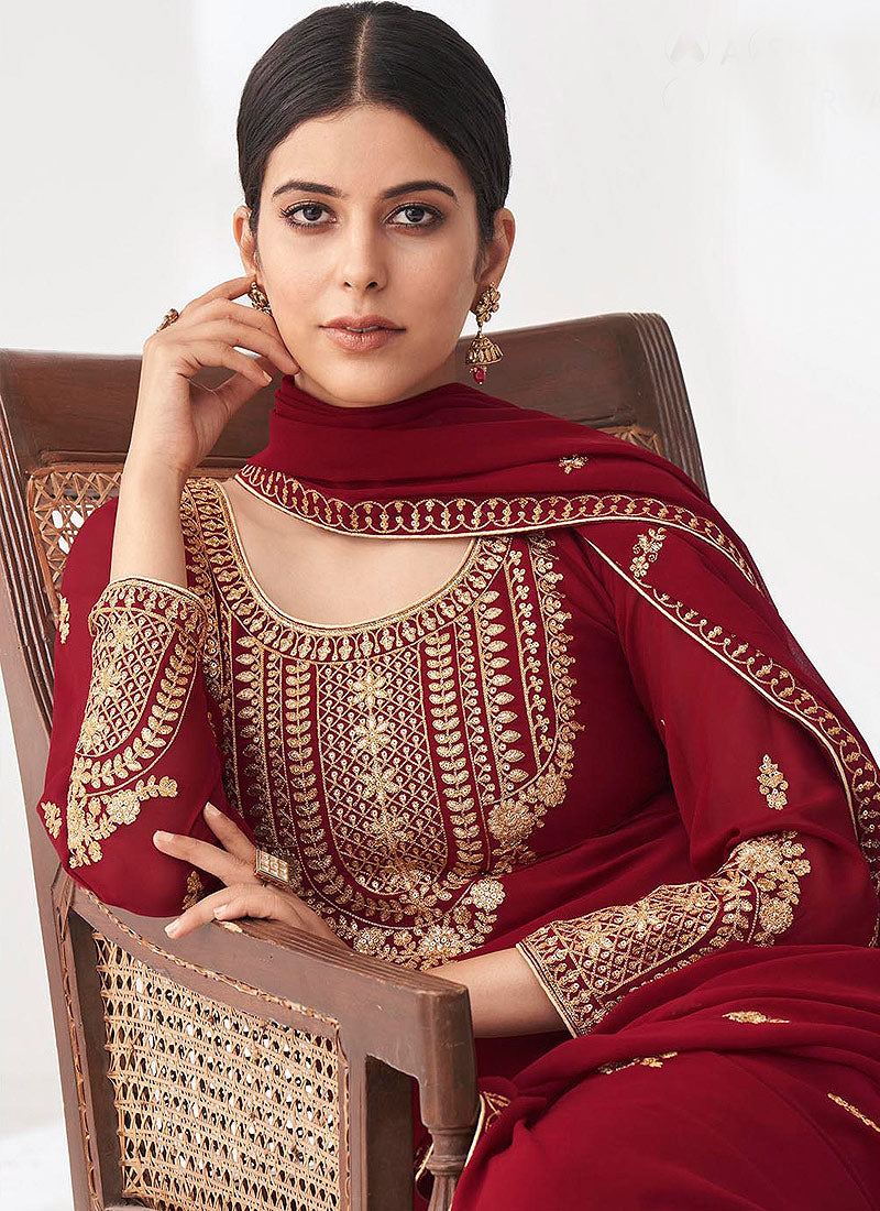 Red Golden Salwar Kameez In usa uk canada