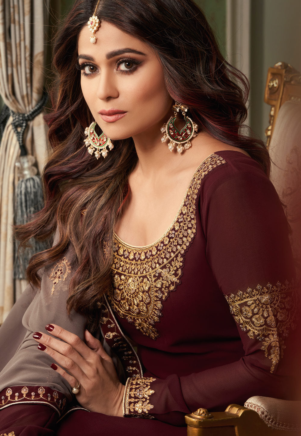 Brown Ethnic Palazzo Suit usa