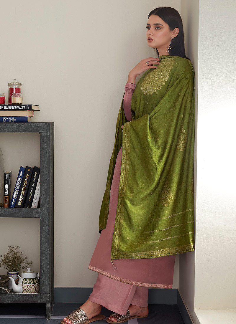 Soft Pink And Green Pant Style Suit In usa uk canada