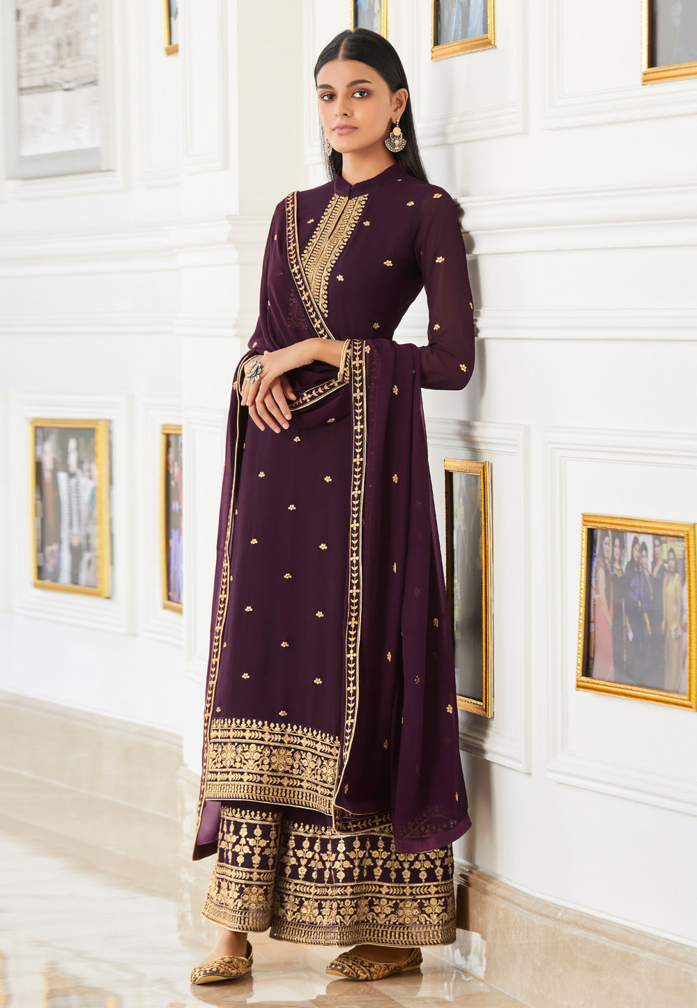 Wine Designer Palazzo Suit In usa canada