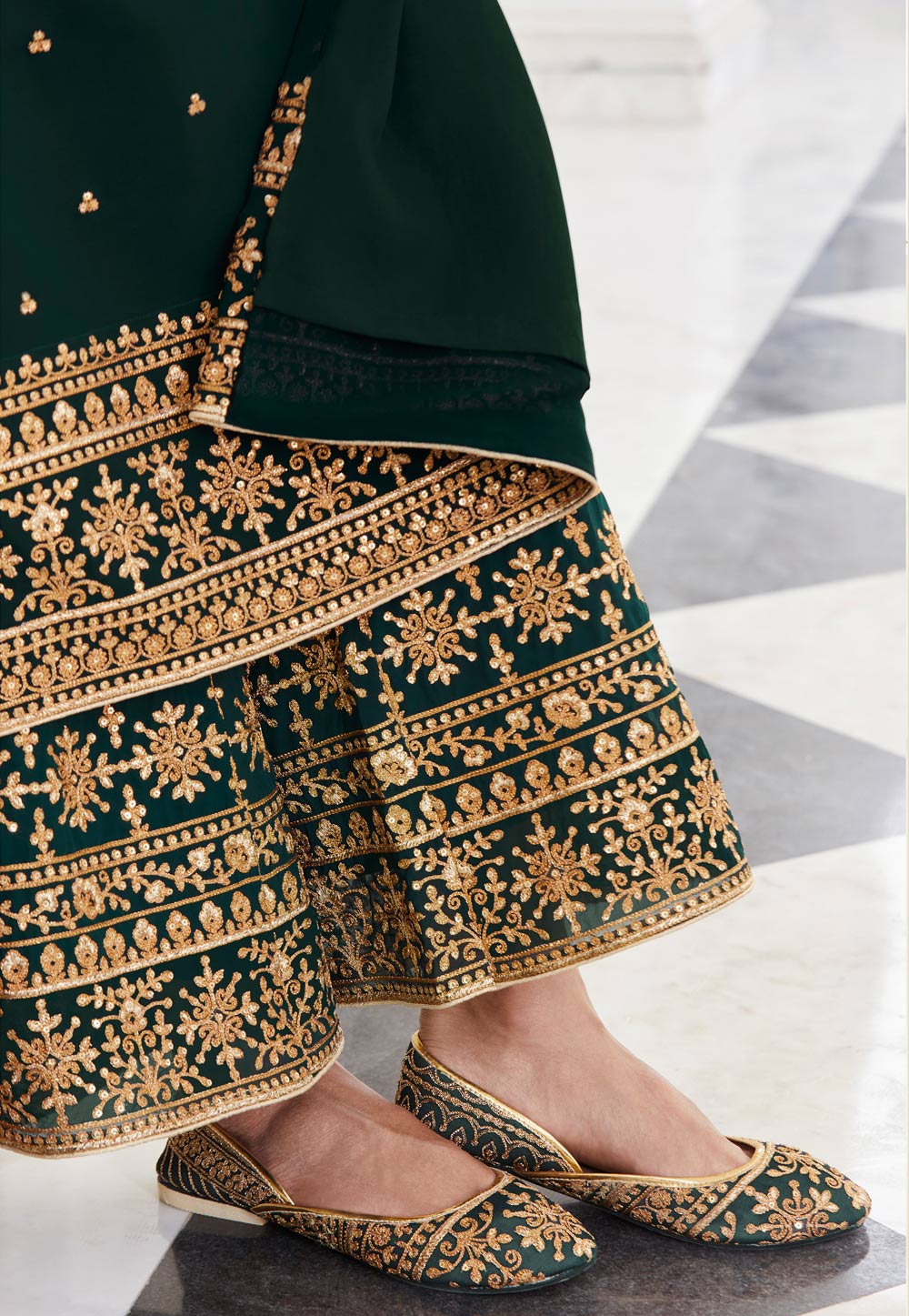 Green Embroidered Designer Palazzo Suit uk
