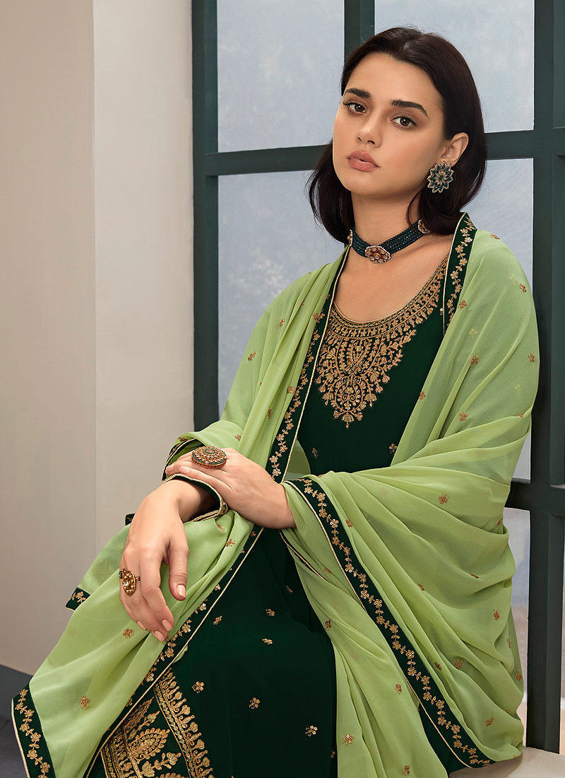 Green Palazzo Style Pant Suit In usa