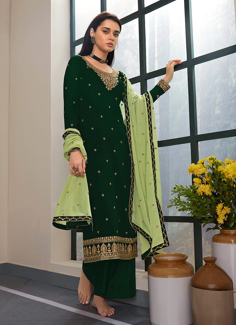 Green Palazzo Style Pant Suit In usa uk