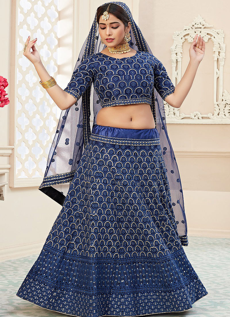 Navy Blue Lehenga Choli In usa uk canada