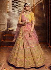 Yellow And Pink Wedding Lehenga Choli