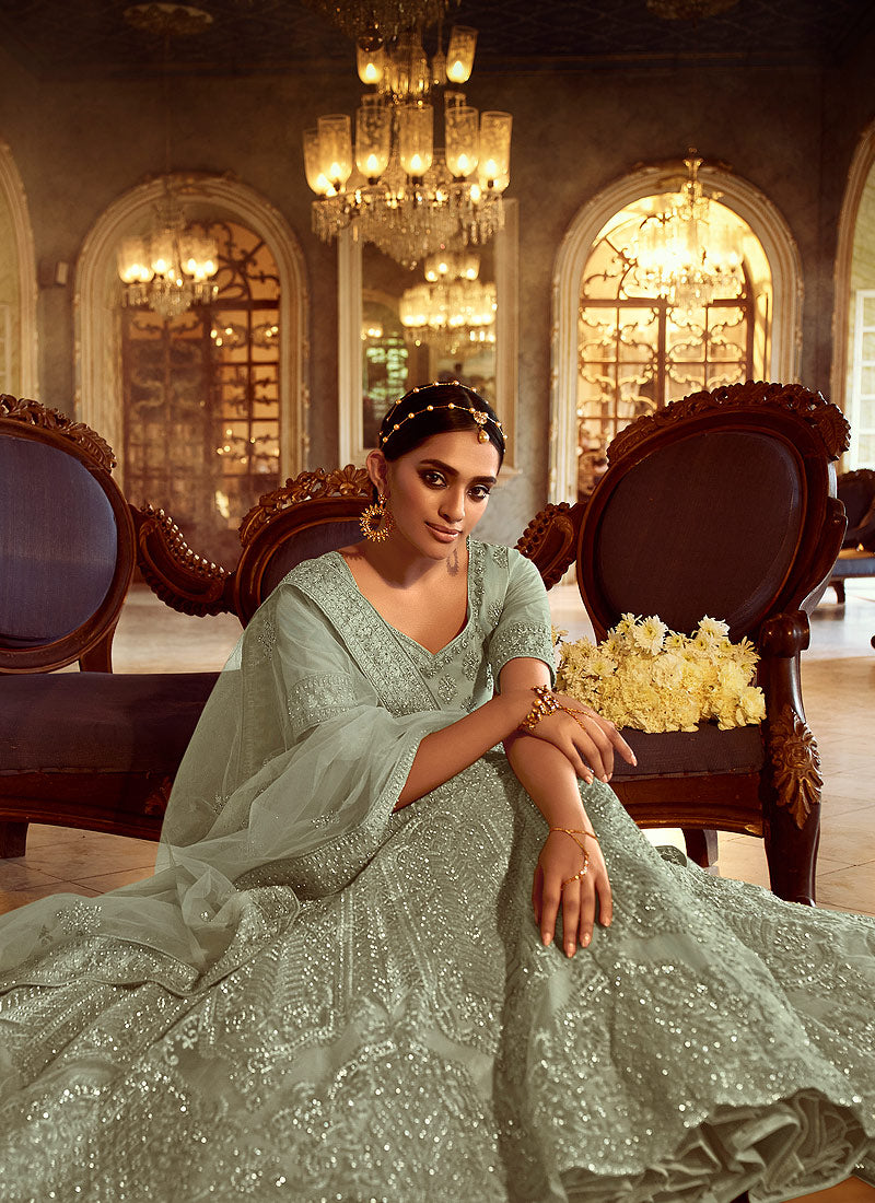 Dusty Green Lehenga Choli In usa uk canada
