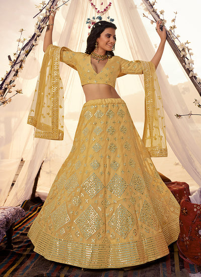 Yellow Embroidered Lehenga Choli