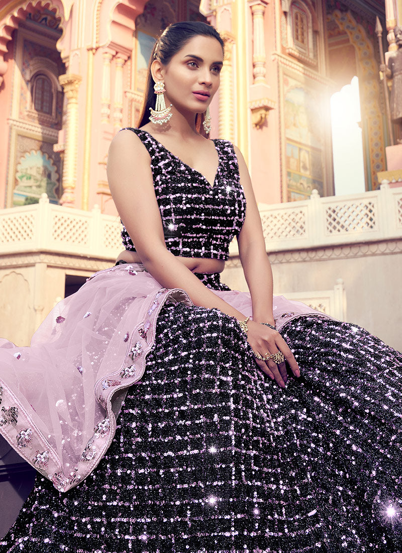 Black And Purple Lehenga Choli In usa