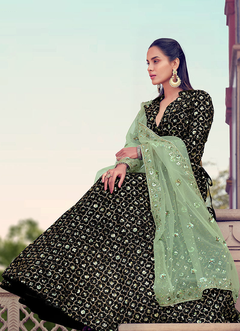 Black And Green Lehenga Choli In usa uk canada