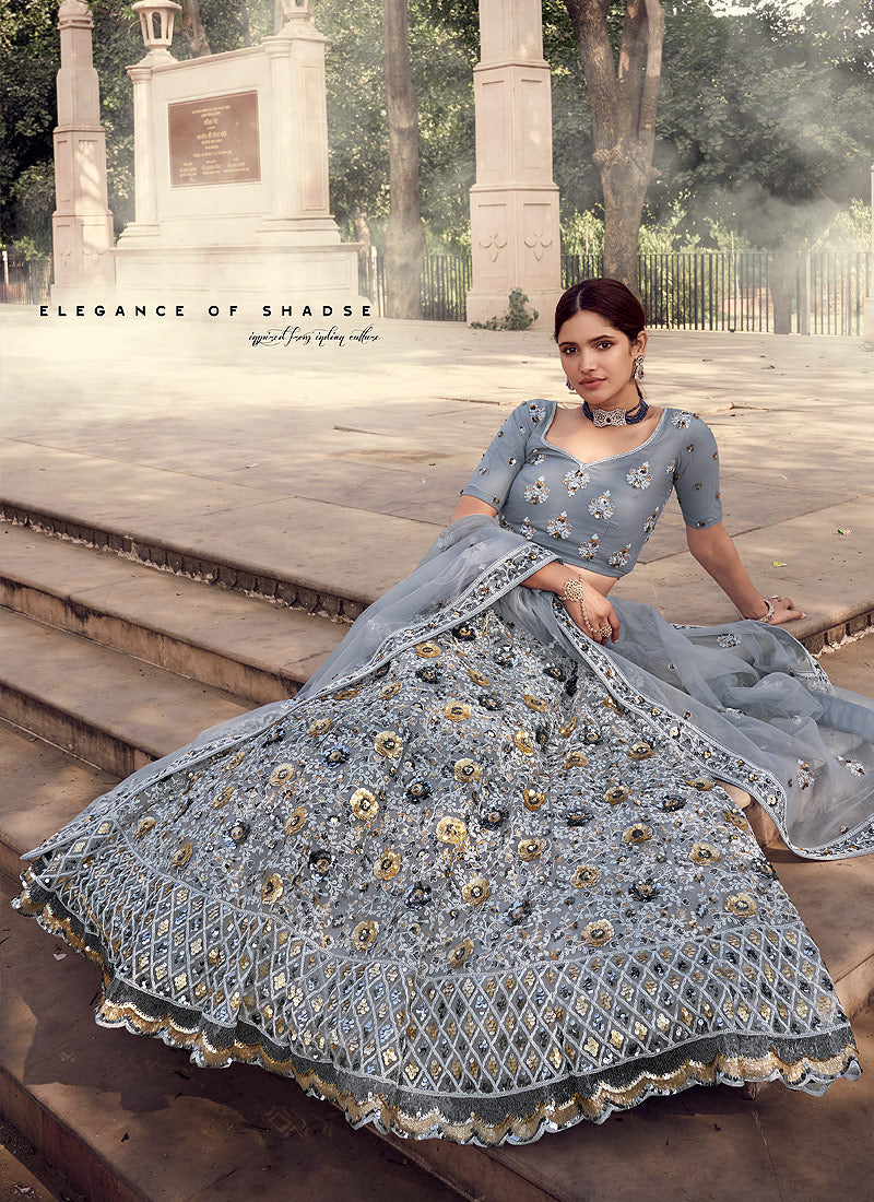 Grey Golden Lehenga Choli In usa uk canada