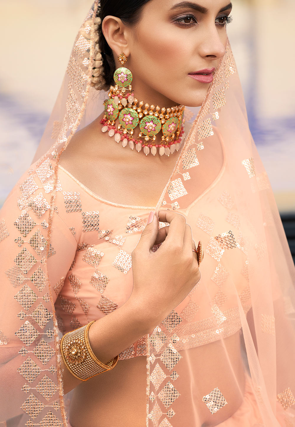Peach Lehenga Choli In usa uk canada
