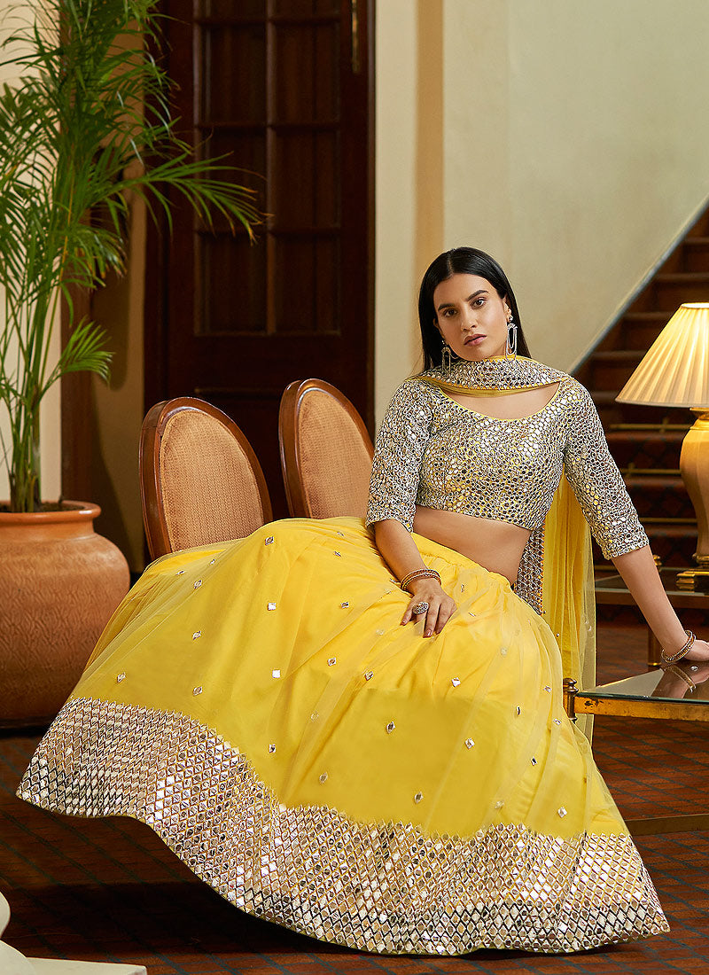 Lemon Yellow Indian Wedding Lehenga Usa