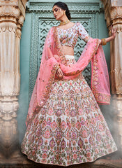 Off White And Pink Lehenga Choli