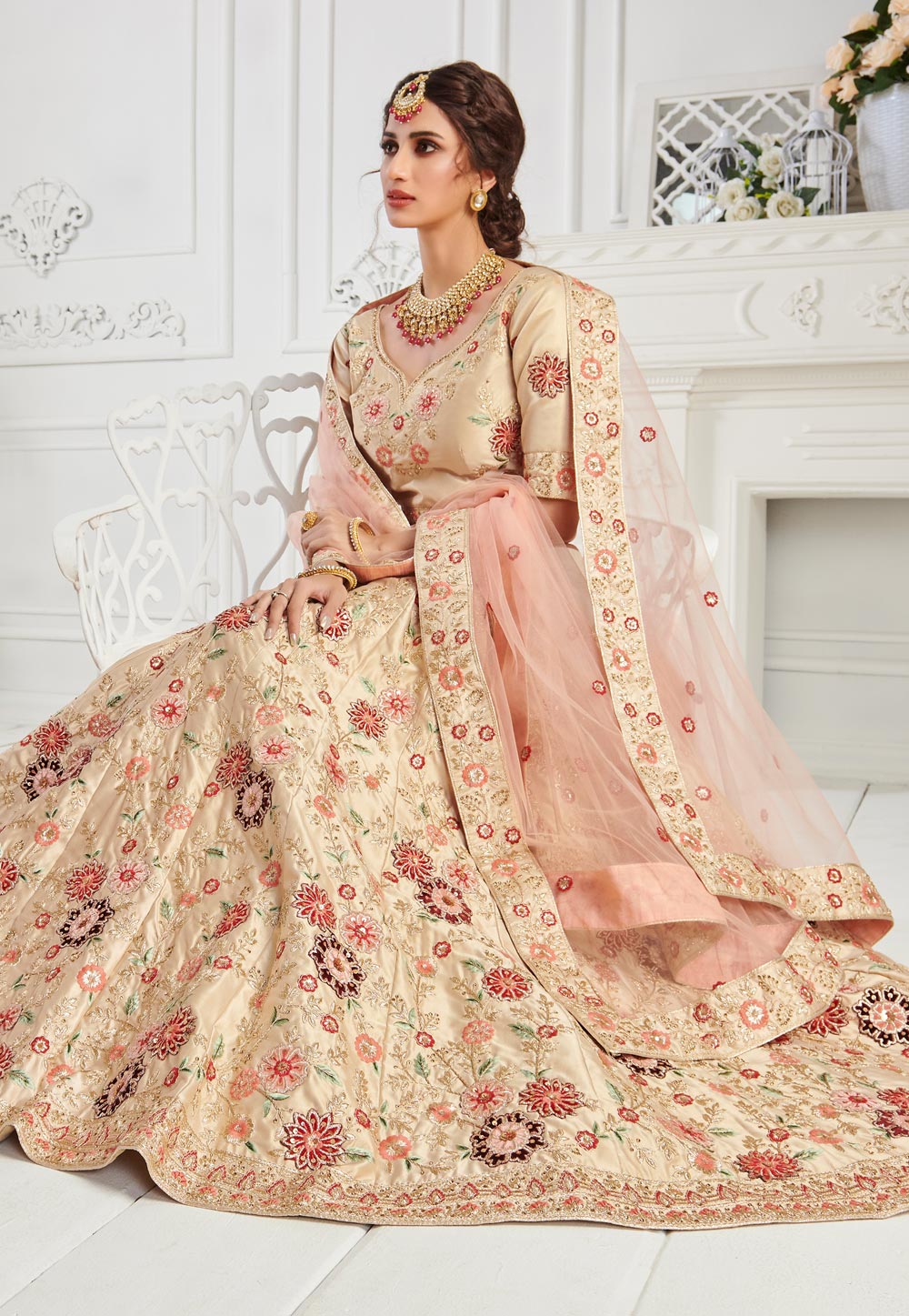 Ivory Cream Lehenga Choli In usa uk canada