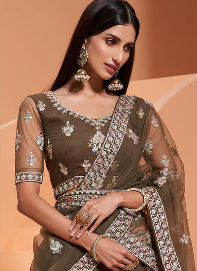 Olive Green Wedding Lehenga Choli