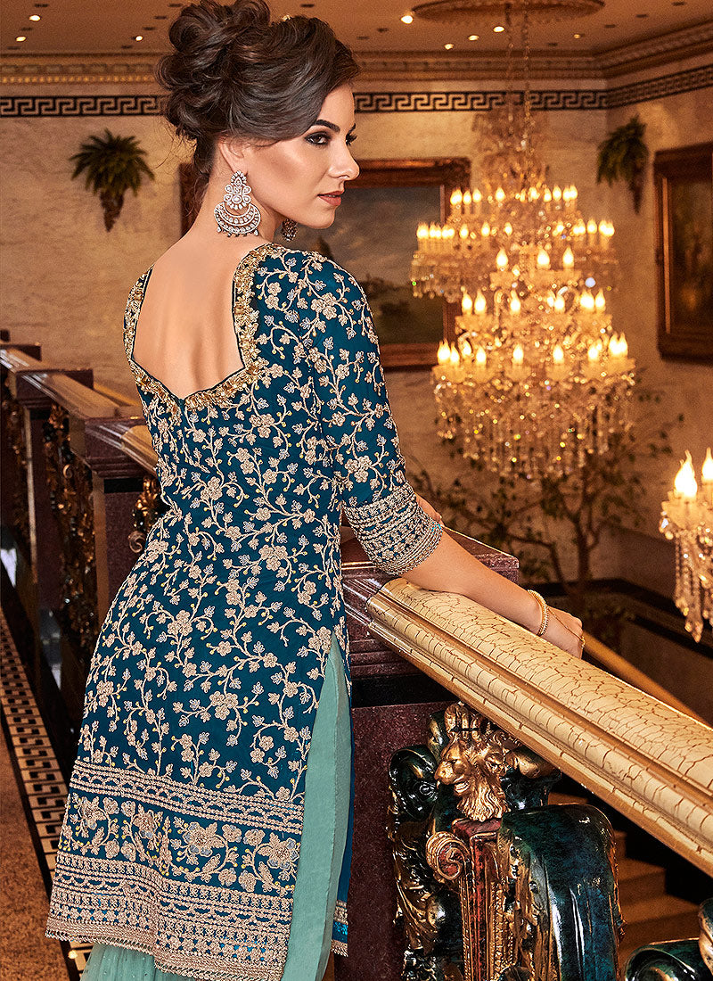 Indian suit - Blue And Turquoise Palazzo Suit