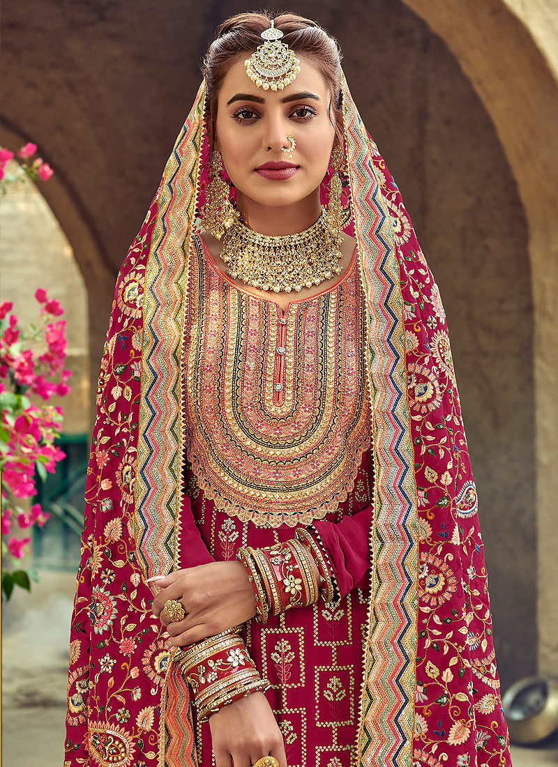 Maroon Georgette Palazzo Suit In usa