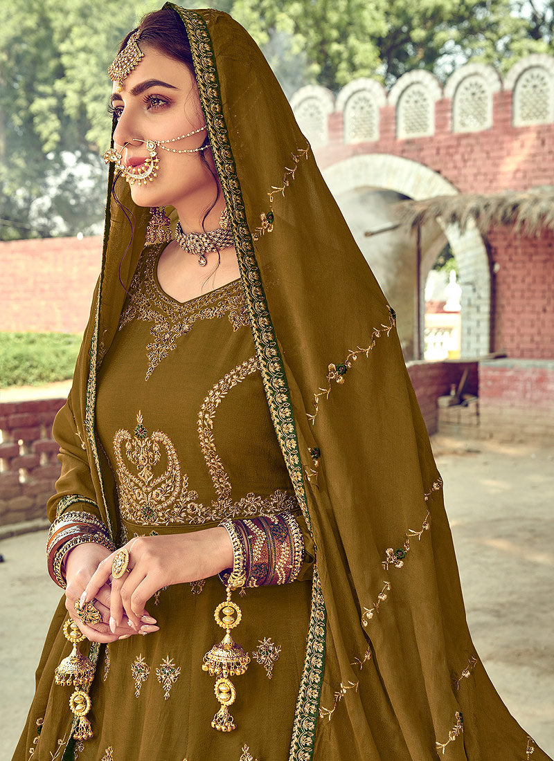 Olive Green Gharara Suit In usa
