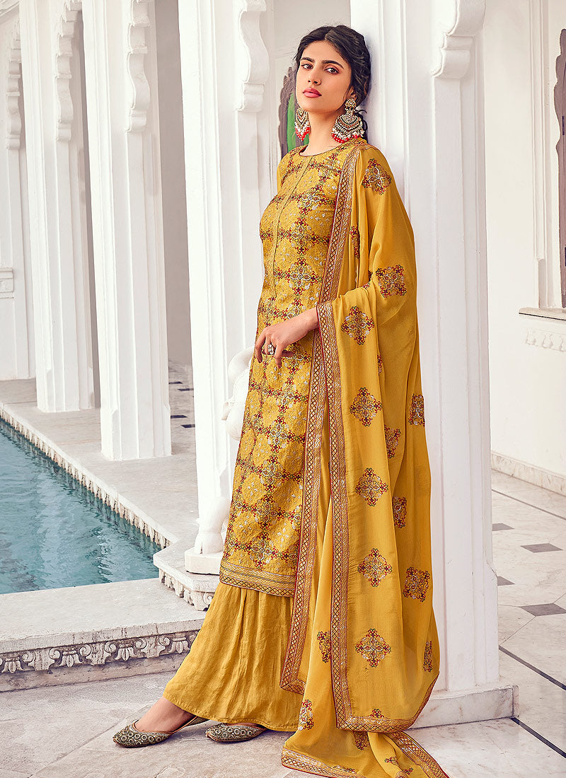 Mustard Yellow Indian Gharara Suit In usa