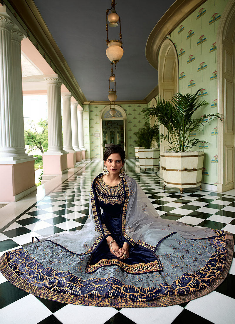 Indian Suit - Blue Two Tone Traditional Sharara Suit
