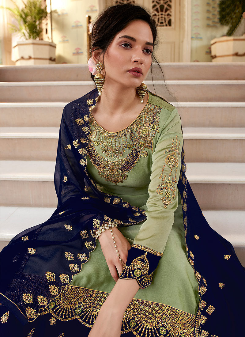 Indian Suits - Green Designer Sharara Suit