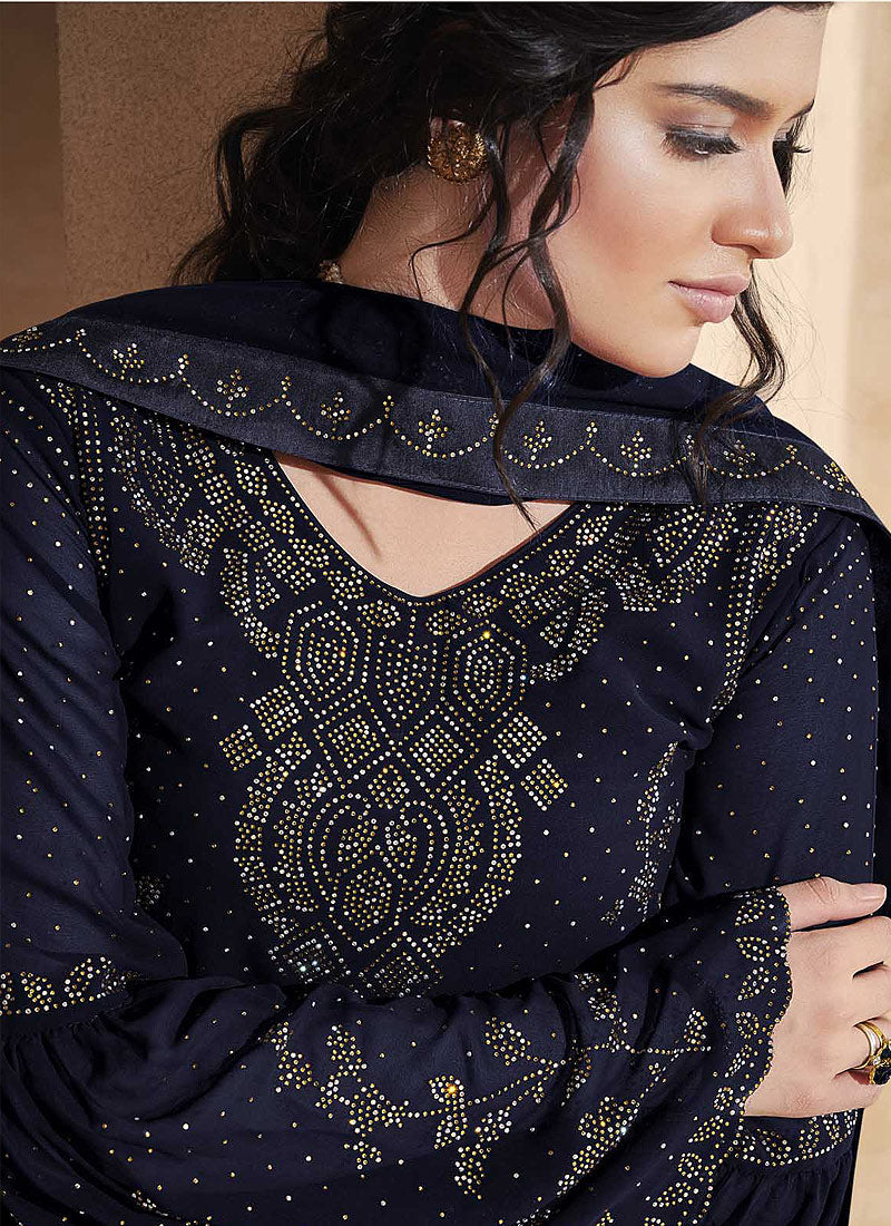 Navy Blue Palazzo Suit In uk