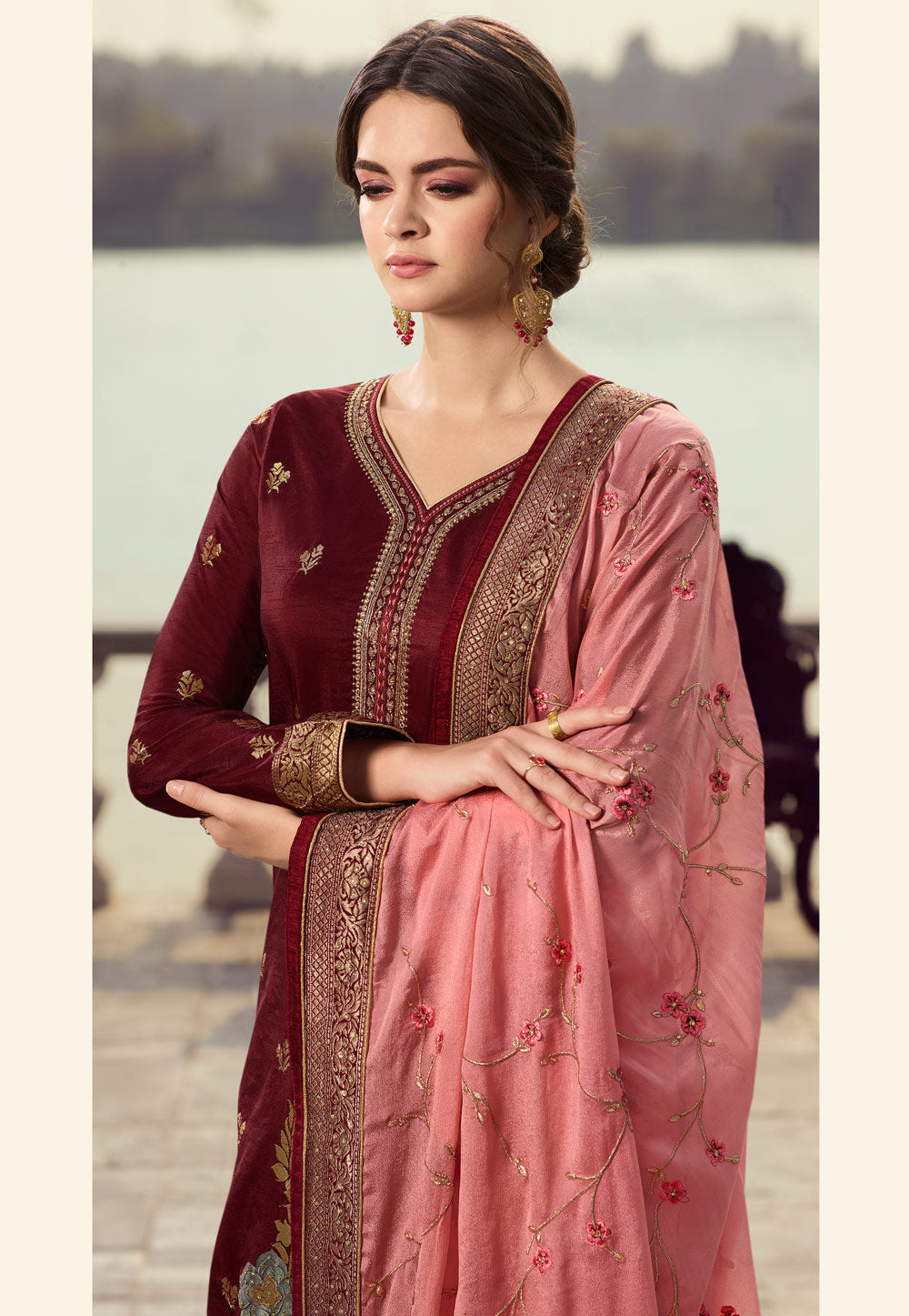 Maroon Palazzo Suit In usa uk canada