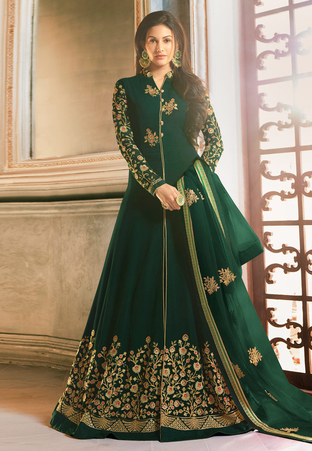 Embroidered Anarkali Pant Suit