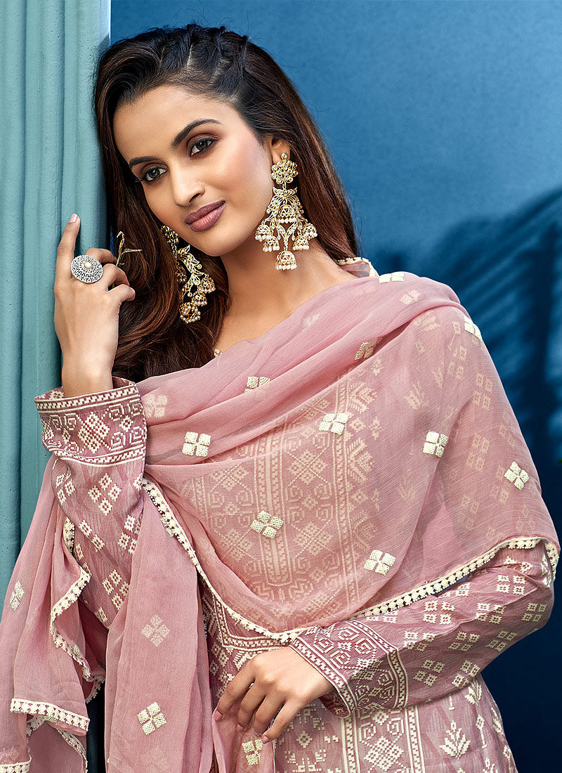 Light Pink Pearl Palazzo Suit In usa