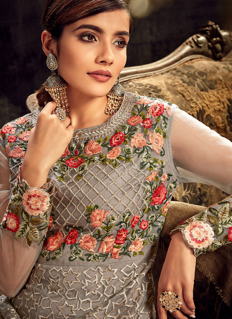 Grey Anarkali Suit