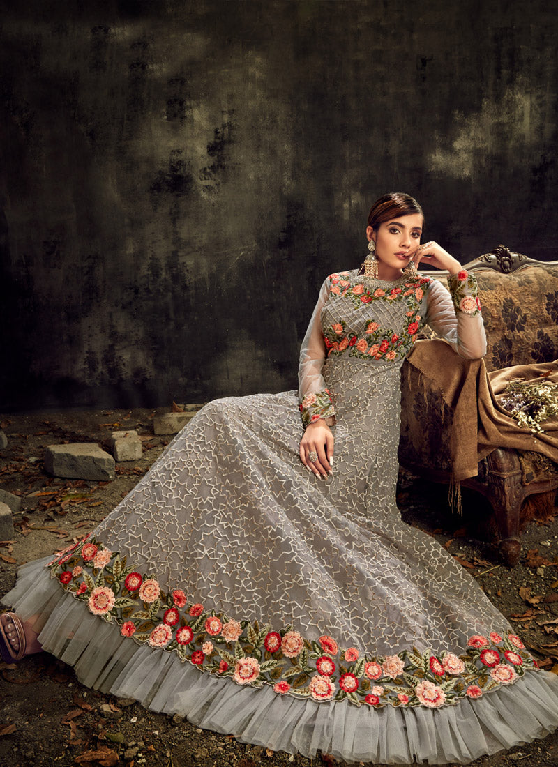 Grey Anarkali Suit In usa uk canada