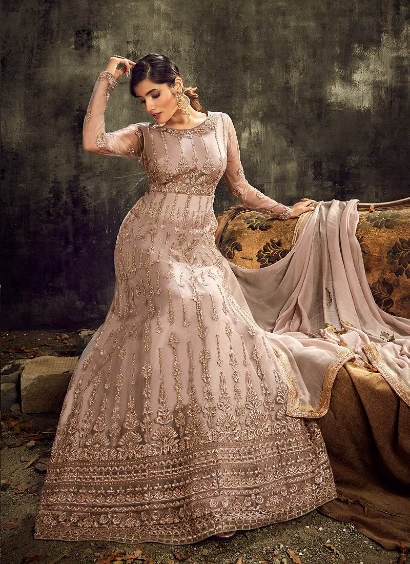 Blush Pink Anarkali Suit In usa uk canada