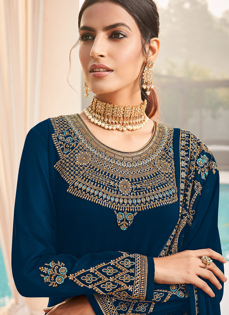 Royal Blue Churidar Suit In usa uk canada