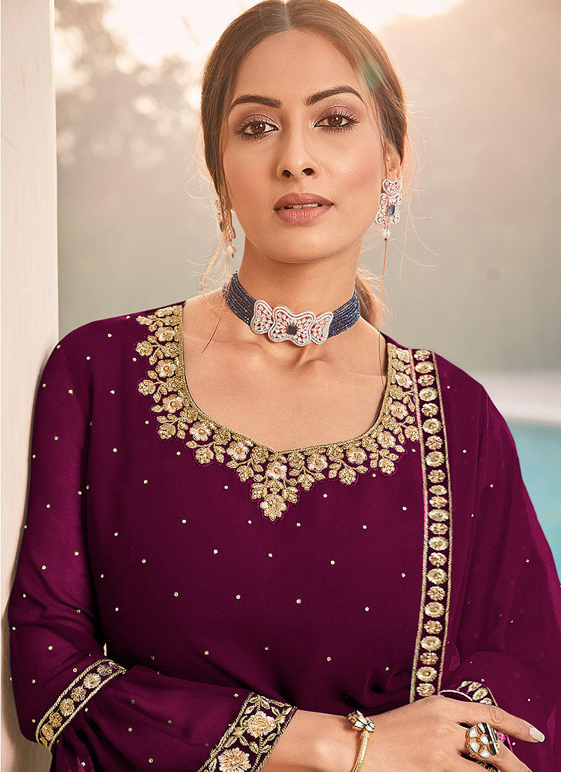 Magenta Gharara Suit In usa uk canada