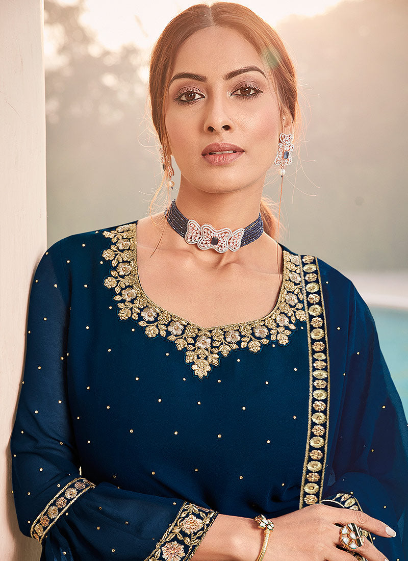 Royal Blue Gharara Suit In usa