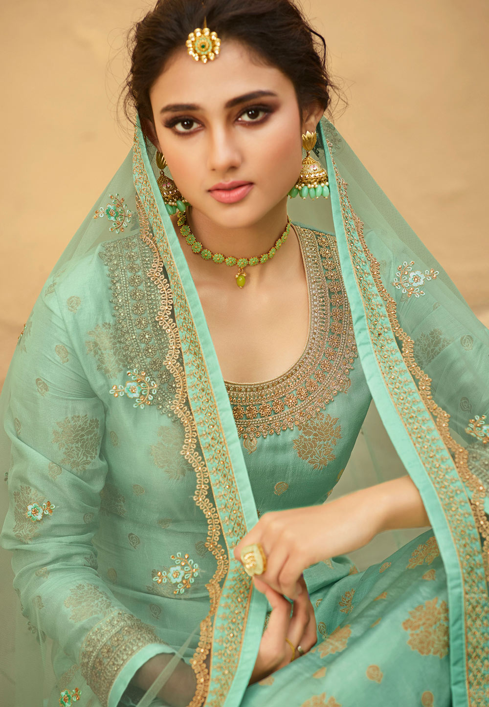 Sea Green Gharara Style Suit In usa uk canada