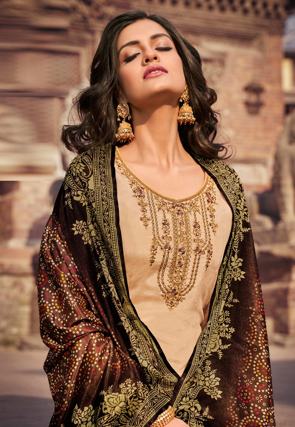 Beige Palazzo Suit In usa