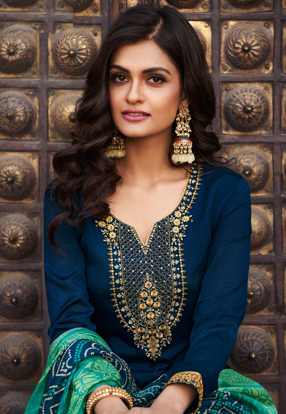 Navy Blue Palazzo Suit In usa
