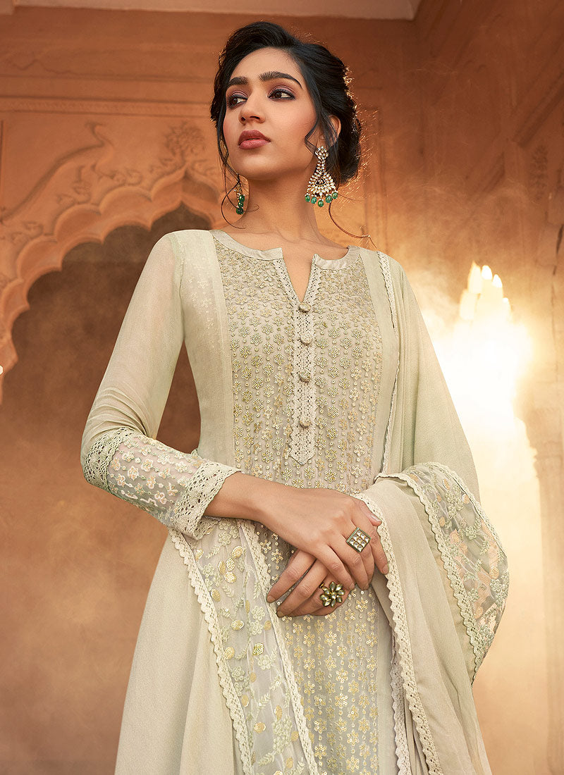 Off White Palazzo Suit In usa