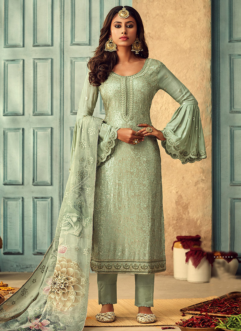 Mint Green Designer Pakistani Salwar Kameez Mint Green Designer Pakistani Salwar Kameez