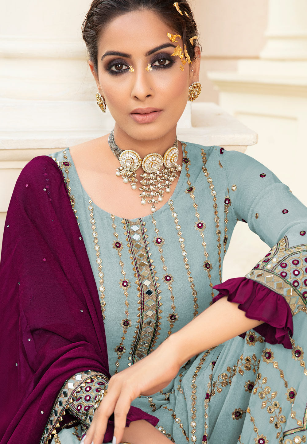 Light Blue Gharara Suit In usa uk canada