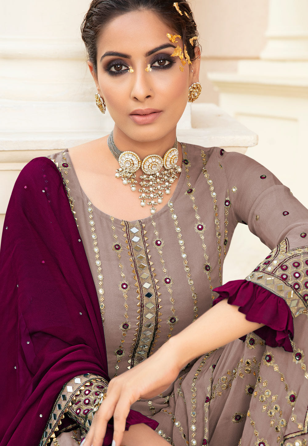Mauve Gharara Suit In usa uk canada
